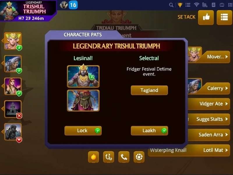 Legendary Trishul Triumph Character Selection Screen